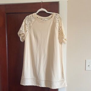 Umgee Cream Lace Sleeve Dress
